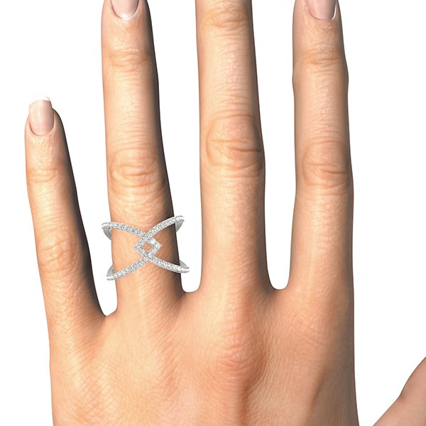 14k White Gold Fancy Entwined Design Diamond Ring (1/2 cttw) - alternate view 4