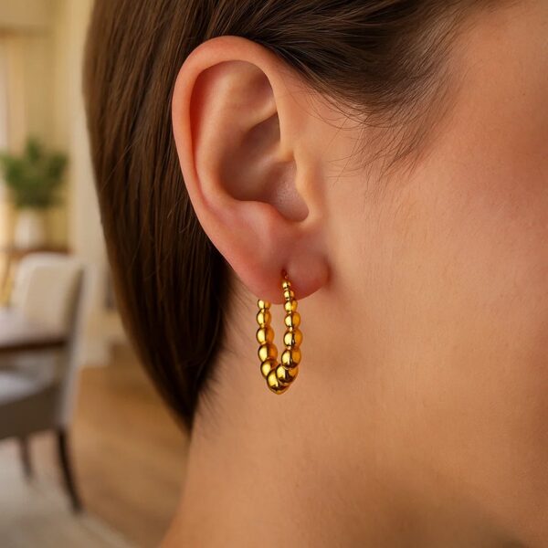 14k Yellow Gold Graduated Sphere Hoop Earrings(5x27mm) - alternate view 2