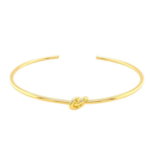 14k Yellow Gold Polished Cuff Bangle with Knot (5.50 mm) - alternate view 2