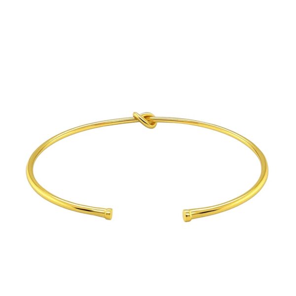 14k Yellow Gold Polished Cuff Bangle with Knot (5.50 mm) - alternate view 3