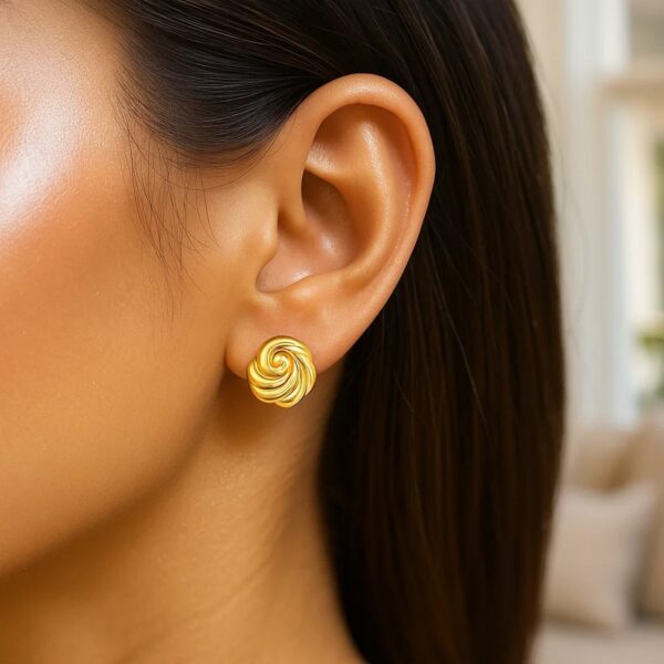 14K Yellow Gold Swirl Knot Stud Earrings - alternate view 3