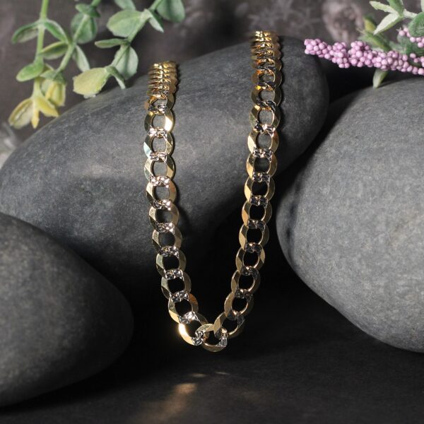 14k Two Tone Gold Pave Curb Chain (7.00 mm) - Two-Tone Gold - alternate view 3