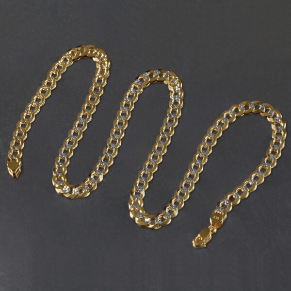 14k Two Tone Gold Pave Curb Chain (7.00 mm) - Two-Tone Gold - alternate view 4