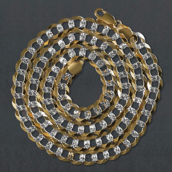 14k Two Tone Gold Pave Curb Chain (7.00 mm) - Two-Tone Gold - alternate view 5