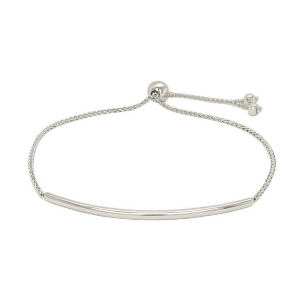 14k White Gold Smooth Curved Bar Lariat Design Bracelet (1.00 mm) - alternate view 3