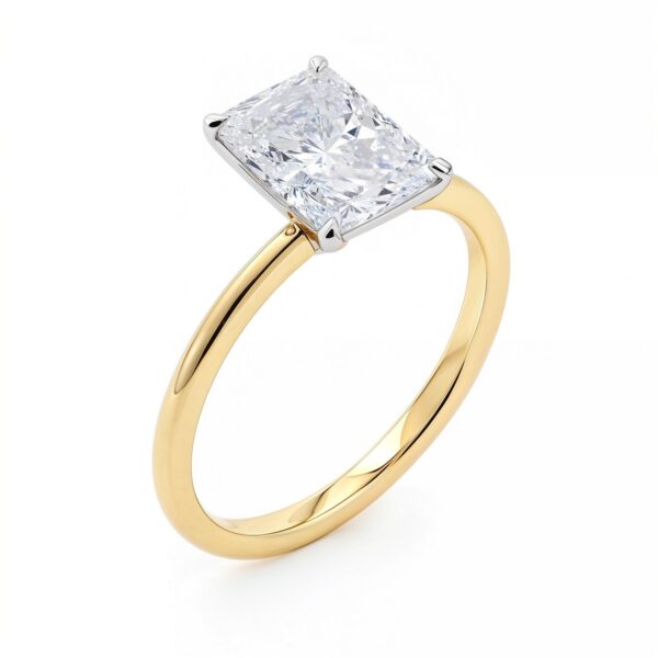 2 Carat Radiant Lab Grown IGI G/VS1 Diamond Solitaire Ring in 10K Yellow Gold - alternate view 2