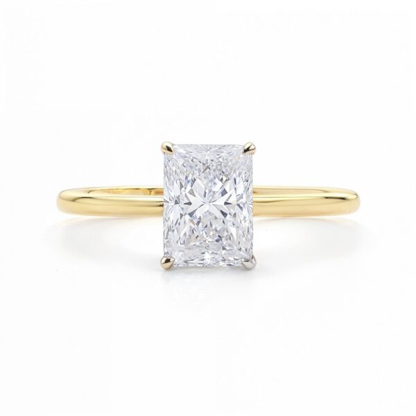 2 Carat Radiant Lab Grown IGI G/VS1 Diamond Solitaire Ring in 10K Yellow Gold - alternate view 3