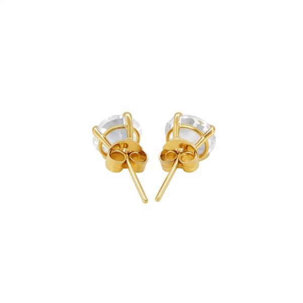 14k Yellow Gold Stud Earrings with White Hue Faceted Cubic Zirconia(6mm) - alternate view 3