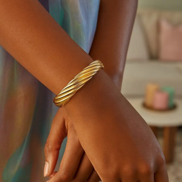 14K Yellow Gold Twist Bangle (10.00 mm) - alternate view 5