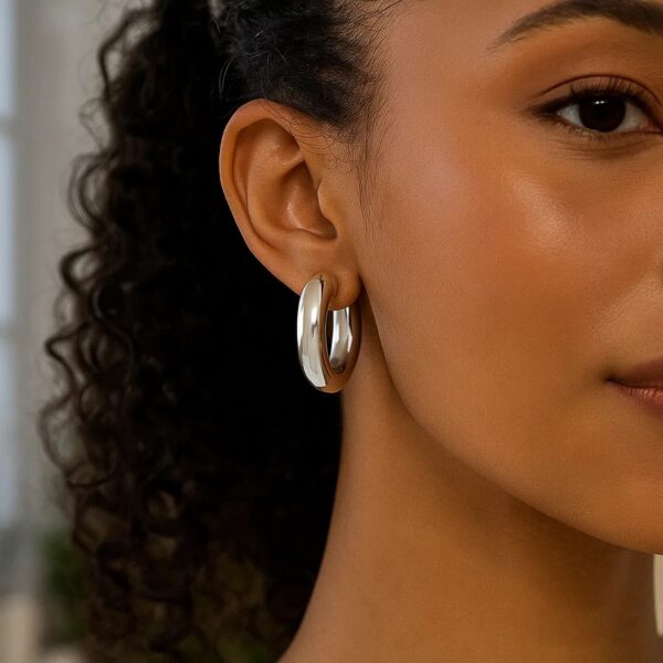 Sterling Silver Round Hoop Earrings (30 mm) - alternate view 4