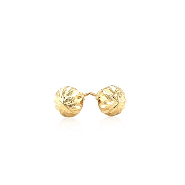 14k Yellow Gold Textured Flat Style Stud Earrings(6mm) - alternate view 2