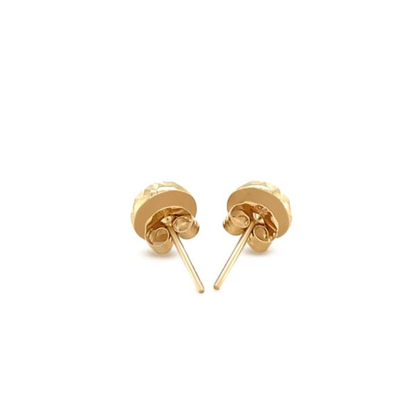 14k Yellow Gold Textured Flat Style Stud Earrings(6mm) - alternate view 3