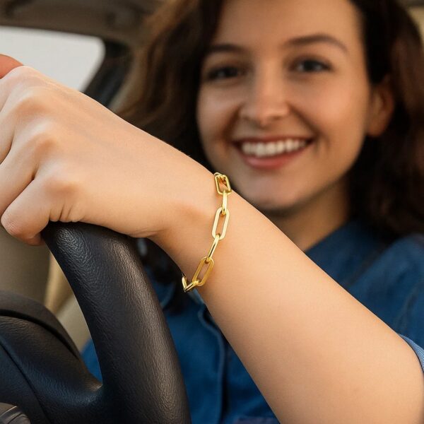 14K Yellow Gold Extra Wide Paperclip Chain Bracelet (6.10 mm) - alternate view 5