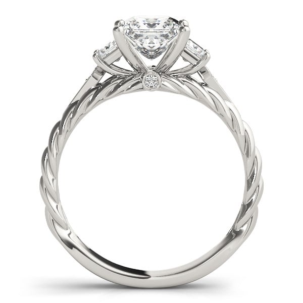 14k White Gold Princess Cut 3 Stone Antique Style Diamond Ring (1 1/8 cttw) - alternate view 2