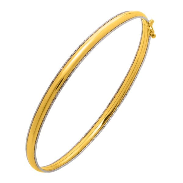 Two Tone Minimalist Bangle in 14K Yellow Gold (4.10 mm) - Two-Tone Gold