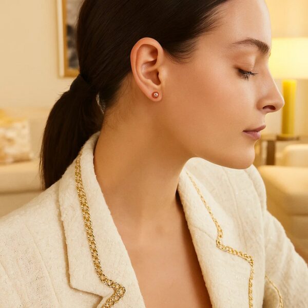 14k Rose Gold Round Stud Earrings (5mm) - alternate view 4