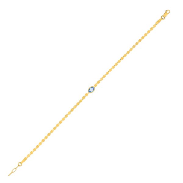 14K Yellow Gold Blue Topaz Mirrored Chain (2.20 mm)