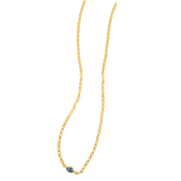 14K Yellow Gold Blue Topaz Mirrored Chain (2.20 mm) - alternate view 3