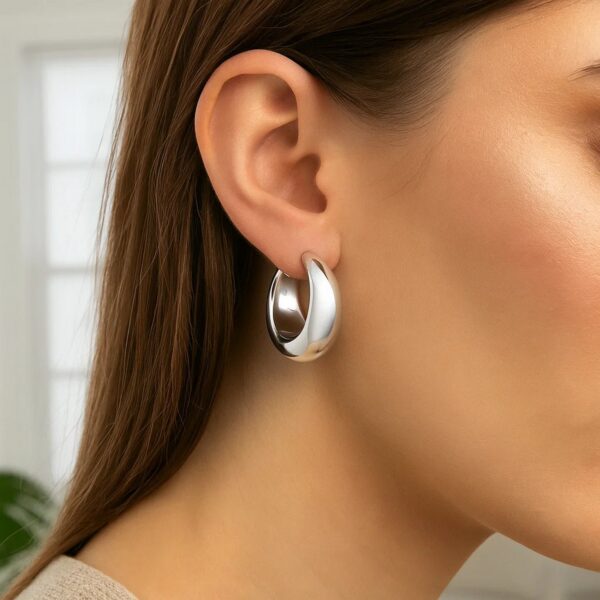 Sterling Silver Sculpted Hoop Earrings - alternate view 2