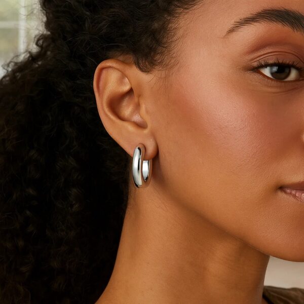 Sterling Silver Round Hoop Earrings (20 mm) - alternate view 4