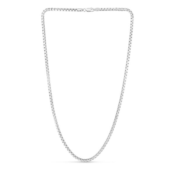 Sterling Silver Rhodium Plated Rockstar Cut Round Box Chain (2.90 mm) - alternate view 2