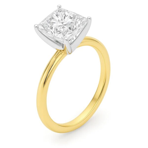 3 Carat Princess Lab Grown IGI G/VS1 Diamond Solitaire Ring in 10K Yellow Gold - alternate view 2