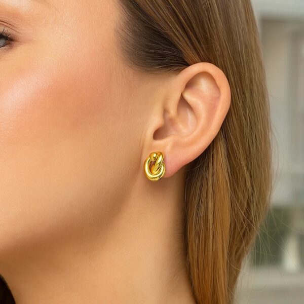 14k Yellow Gold Polished Knot Earrings - alternate view 3