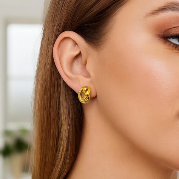 14k Yellow Gold Polished Knot Earrings - alternate view 4