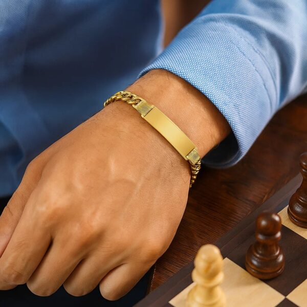 14K Yellow Gold Lite Cuban ID Bracelet (7.20 mm) - alternate view 4
