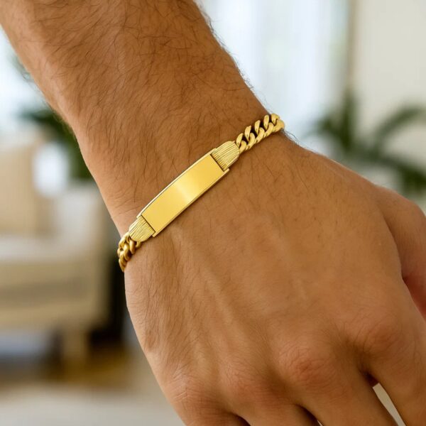 14K Yellow Gold Lite Cuban ID Bracelet (7.20 mm) - alternate view 5