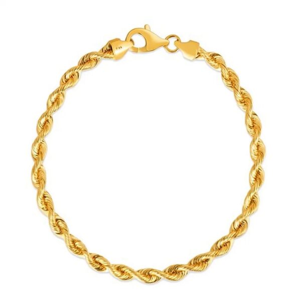 Silk Rope Chain Bracelet in 14k Yellow Gold (4.30 mm) - alternate view 2
