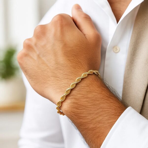 Silk Rope Chain Bracelet in 14k Yellow Gold (4.30 mm) - alternate view 4