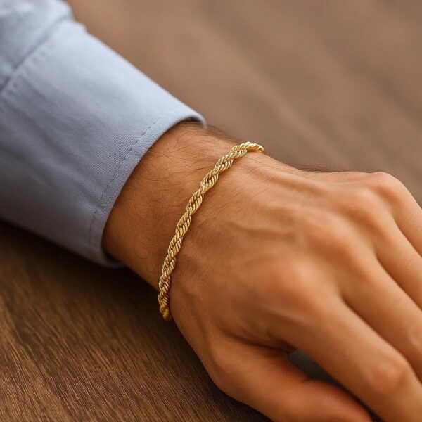 Silk Rope Chain Bracelet in 14k Yellow Gold (4.30 mm) - alternate view 5