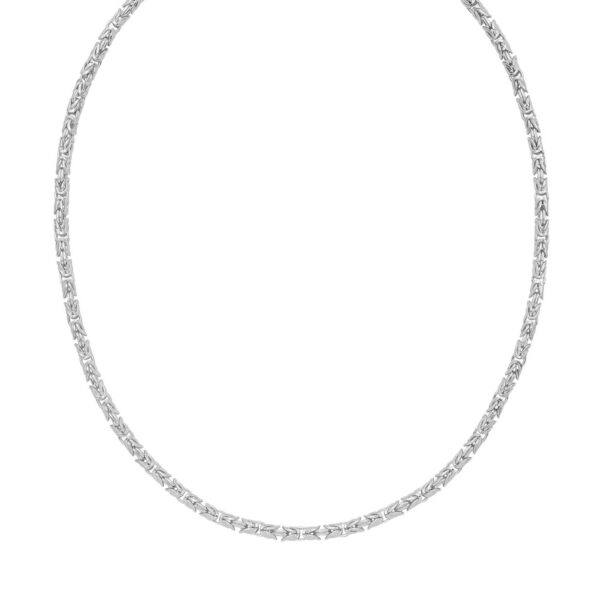 Sterling Silver Rhodium Plated Solid Round Byzantine Chain (4.10 mm) - alternate view 2