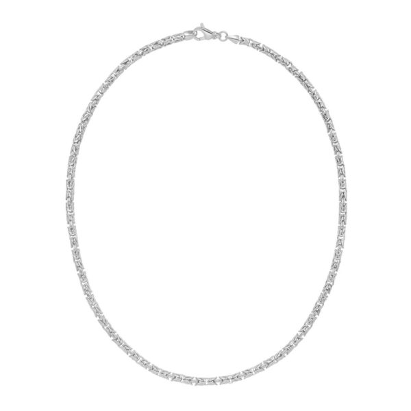 Sterling Silver Rhodium Plated Solid Round Byzantine Chain (4.10 mm) - alternate view 3