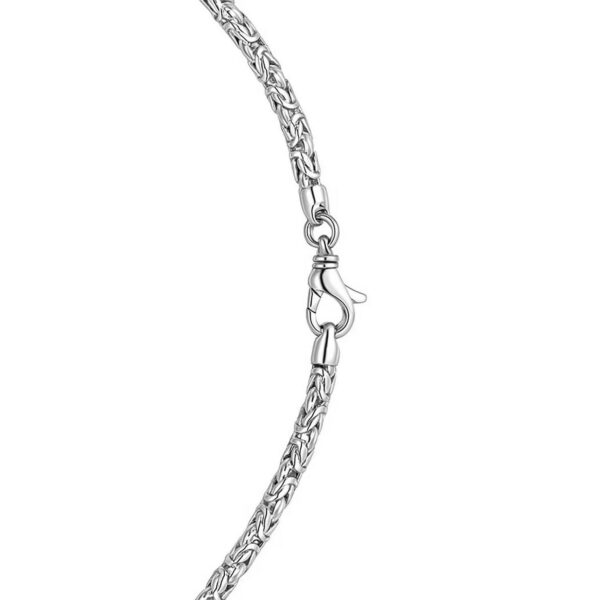 Sterling Silver Rhodium Plated Solid Round Byzantine Chain (4.10 mm) - alternate view 4
