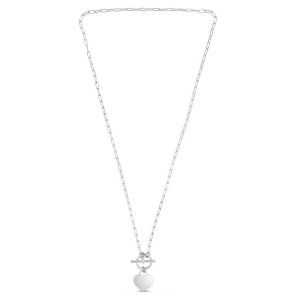 Sterling Silver Rhodium Plated Heart Toggle Necklace - alternate view 2