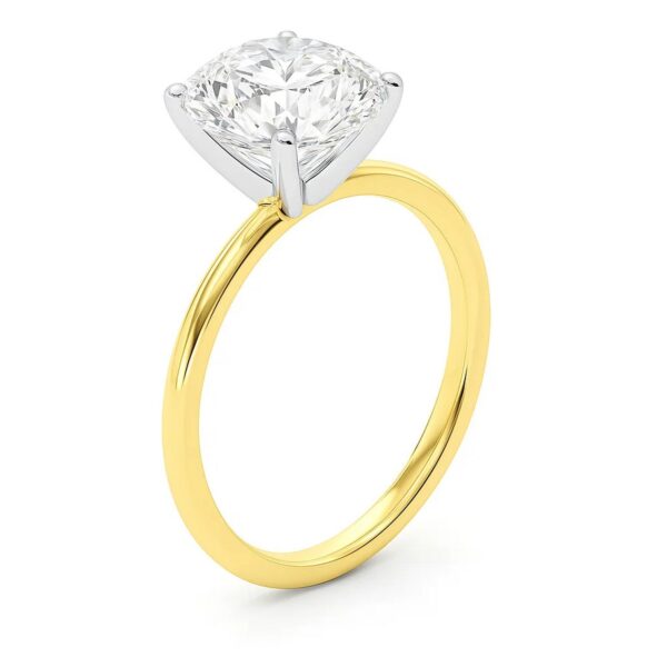3 Carat Cushion Lab Grown IGI G/VS1 Diamond Solitaire Ring in 14K Yellow Gold - alternate view 2
