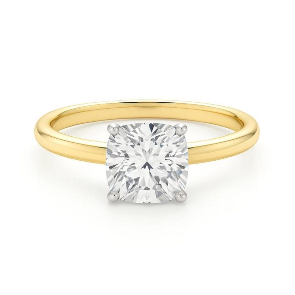 3 Carat Cushion Lab Grown IGI G/VS1 Diamond Solitaire Ring in 14K Yellow Gold - alternate view 3
