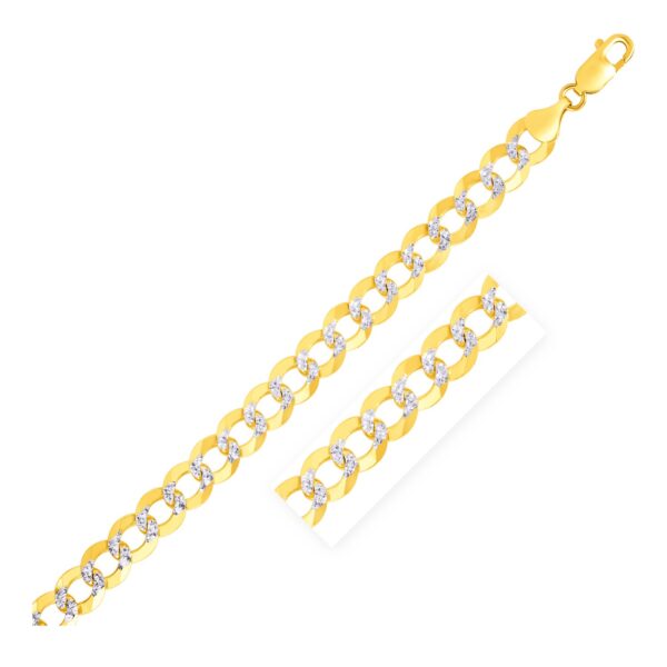14k Two Tone Gold Pave Curb Bracelet (8.30 mm) - Two-Tone Gold