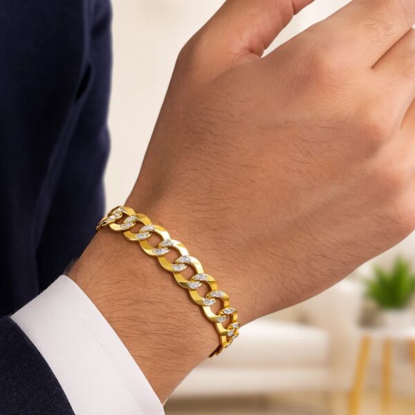 14k Two Tone Gold Pave Curb Bracelet (8.30 mm) - Two-Tone Gold - alternate view 5