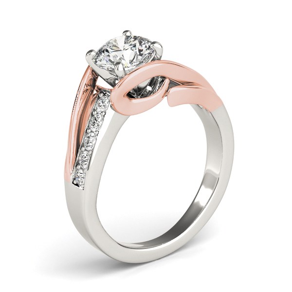 14k White And Rose Gold Bypass Shank Diamond Engagement Ring (1 1/8 cttw) - White &amp; Rose Gold - alternate view 2