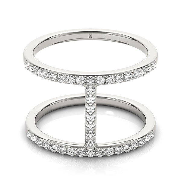 14k White Gold Dual Band Bridge Style Diamond Ring (3/8 cttw) - alternate view 2