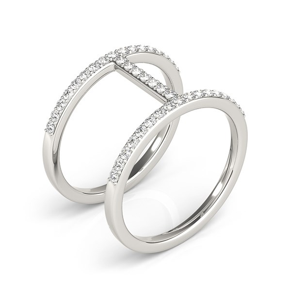 14k White Gold Dual Band Bridge Style Diamond Ring (3/8 cttw) - alternate view 3