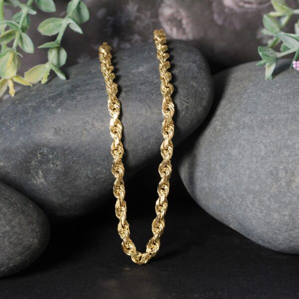 14k Yellow Gold Solid Diamond Cut Rope Chain (7.00 mm) - alternate view 3