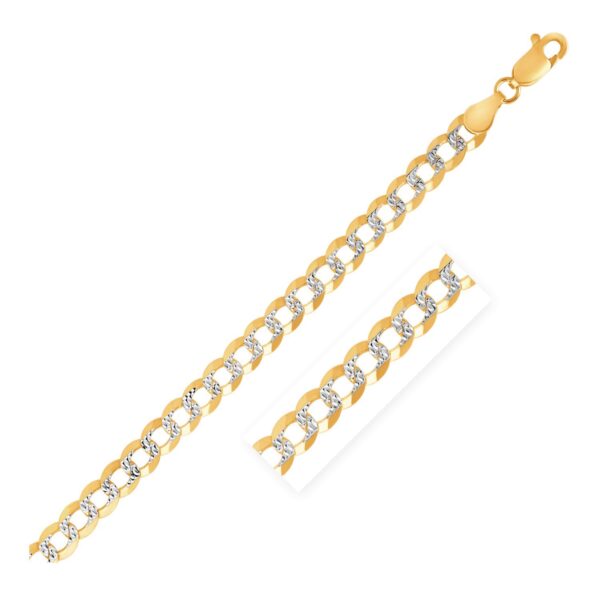 14k Two Tone Gold Pave Curb Bracelet (3.60 mm) - Two-Tone Gold