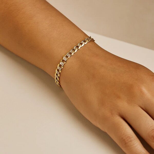 14k Two Tone Gold Pave Curb Bracelet (3.60 mm) - Two-Tone Gold - alternate view 4