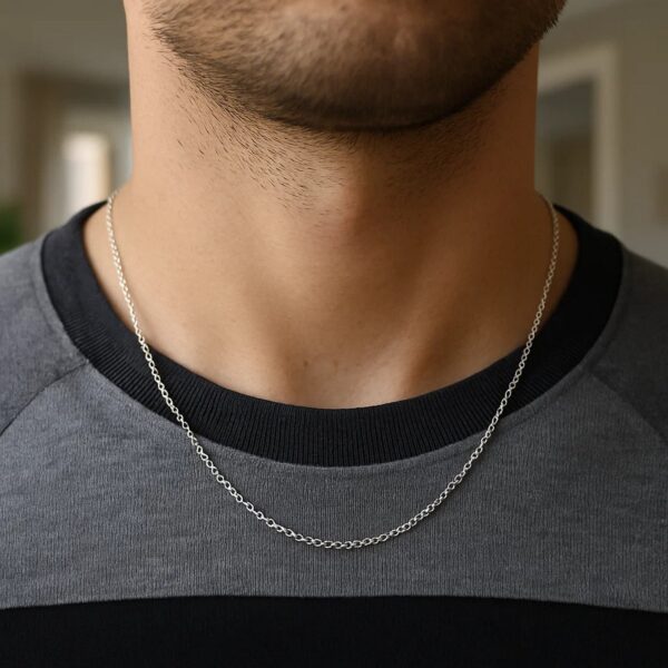 14k White Gold Round Cable Link Chain (1.50 mm) - alternate view 5