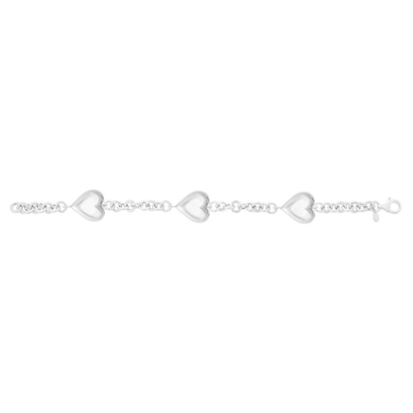 Sterling Silver Rhodium Plated Puffed Triple Heart Bracelet - alternate view 3