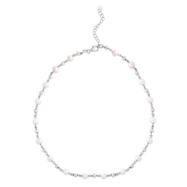 Sterling Silver Rhodium Plated Pearl Bead Bracelet - alternate view 3